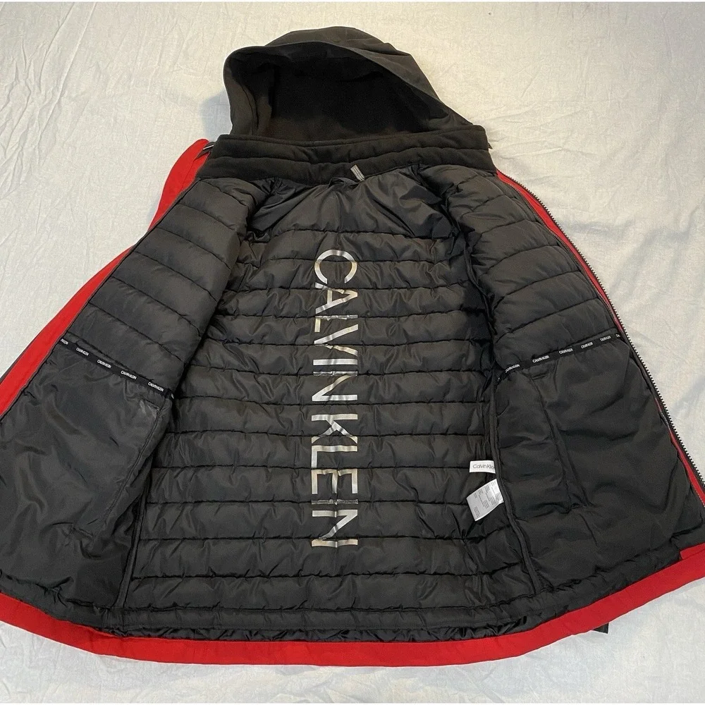 Calvin Klein 3-in-1‎ Jacket Red Black Hooded Coat Mens S Insulated